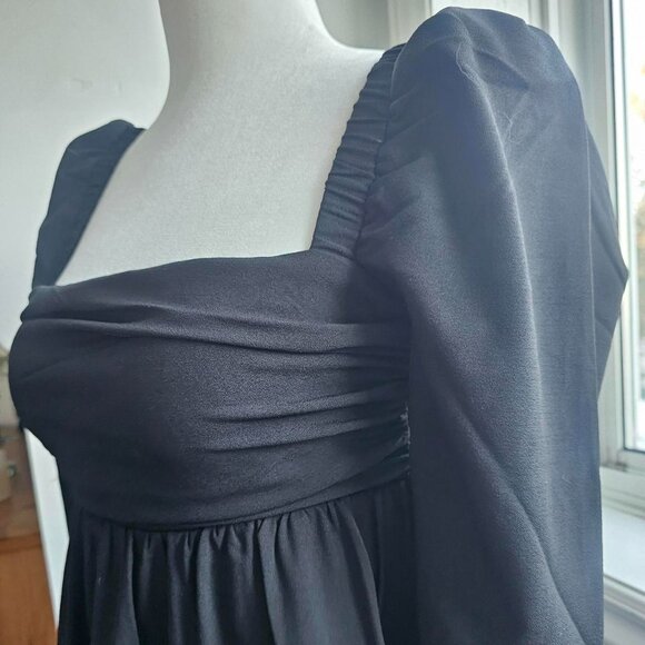 NWT | WeWoreWhat | Asymmetrical Puff-Sleeve Teired Maxi Dress - Picture 4 of 5